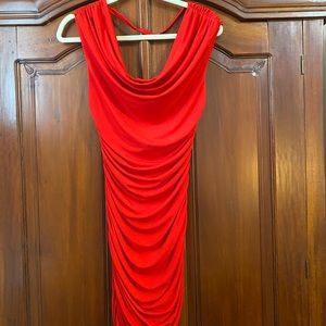 Express red ruched dress